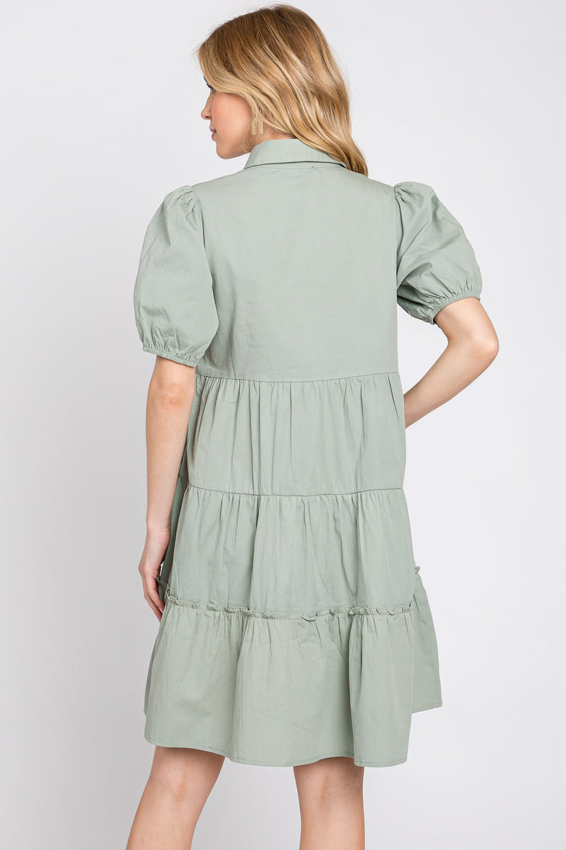 Worthwhile Moment Floral Tiered Dress In Olive main image 0
