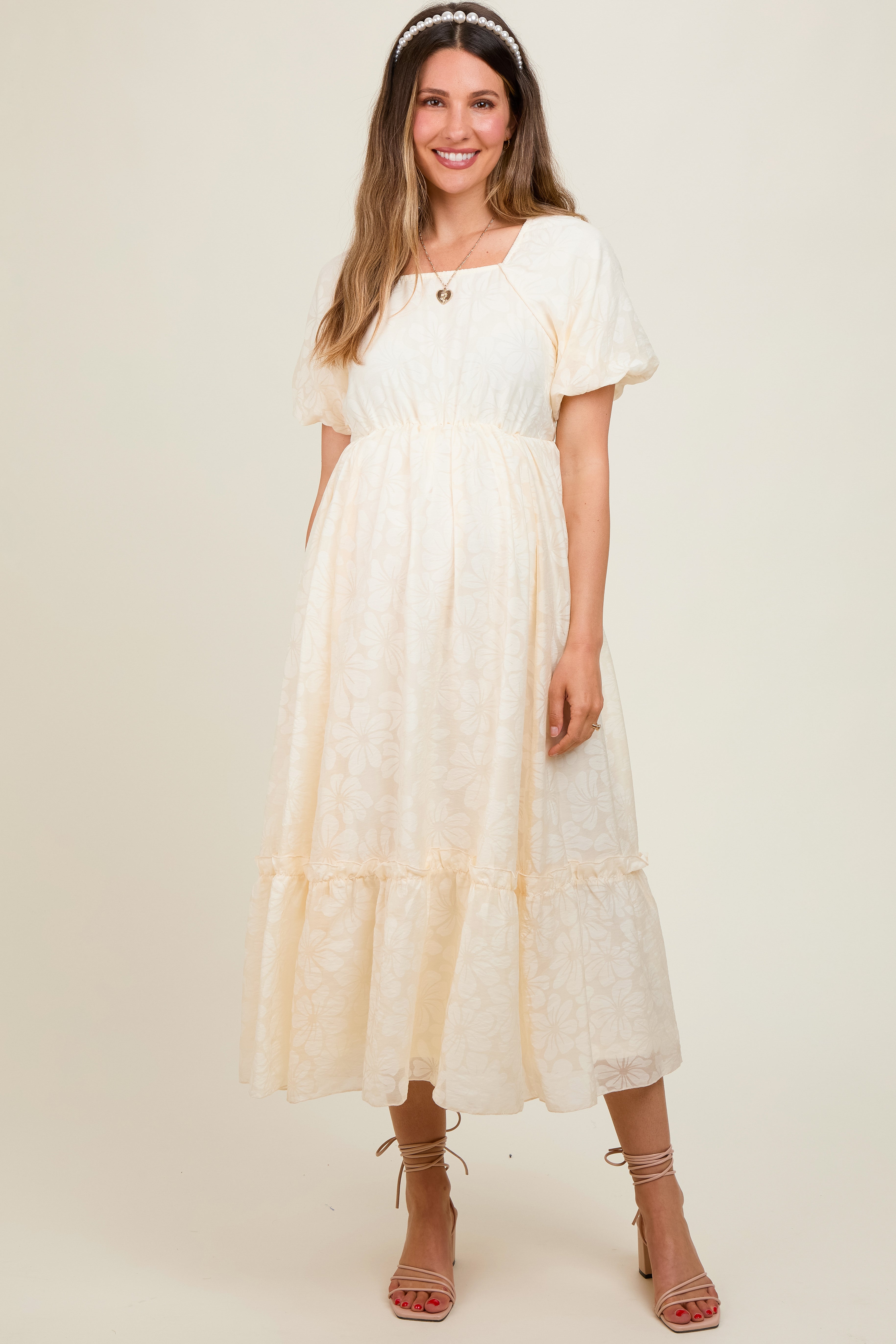 Currant | Berry High-Neck Maternity Maxi Dress With Cape