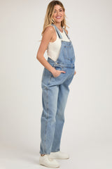 Blue Denim Front Pocket Maternity Overall