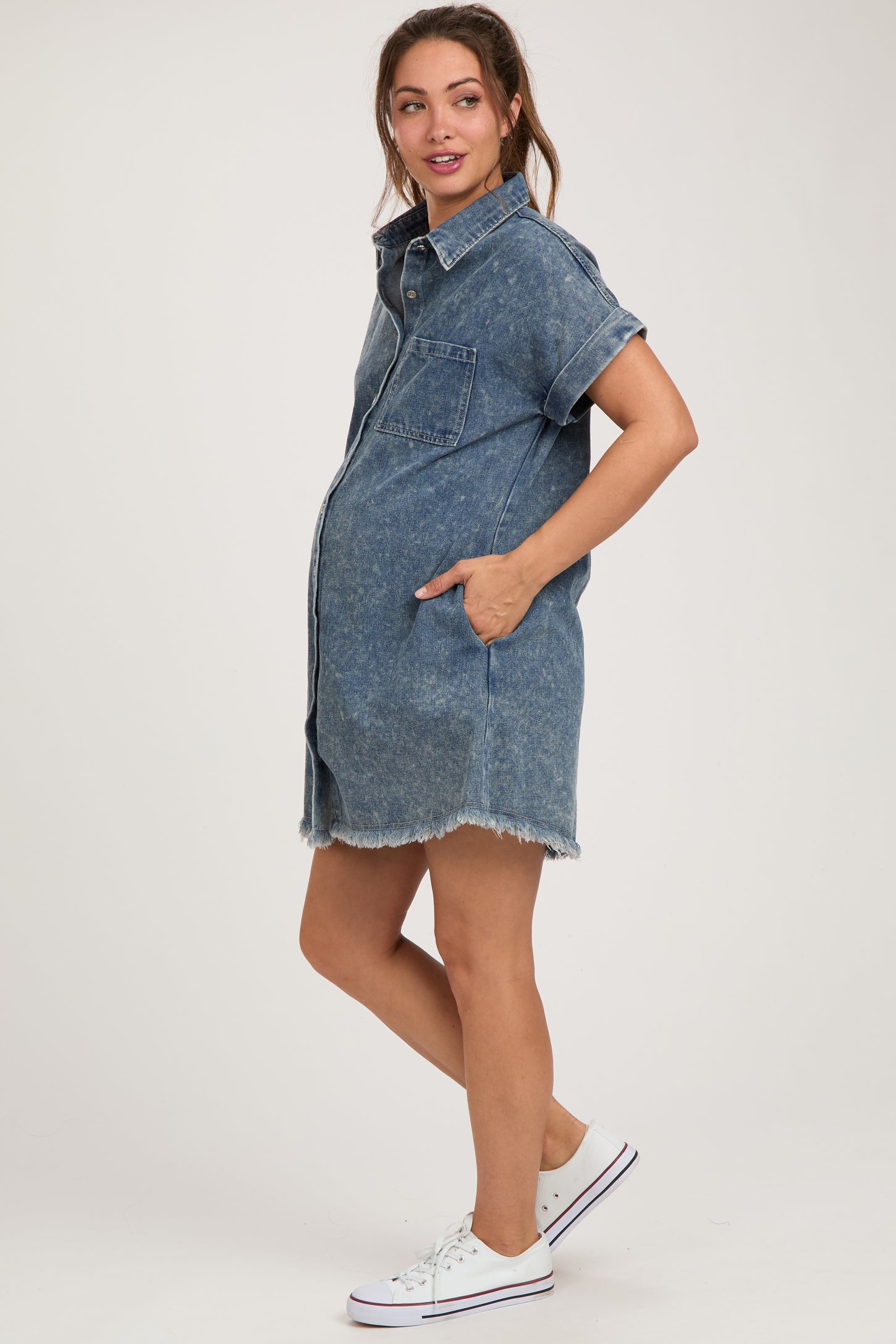 Blue Denim Button Up Maternity Dress – PinkBlush Blue Denim Button Up Maternity Dress – PinkBlush