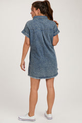Blue Denim Button Up Maternity Dress