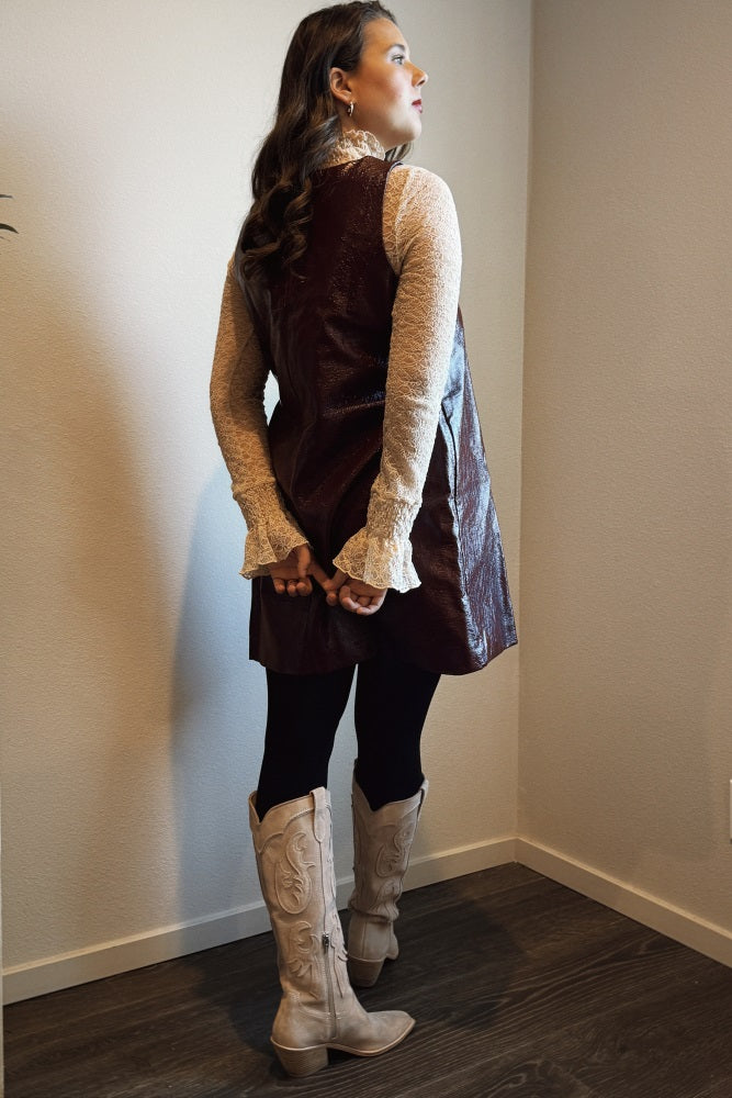 Nude Sheer Lace High Neck Top