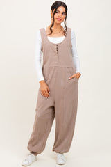 Taupe Loose Fit Sleeveless Maternity Jumpsuit