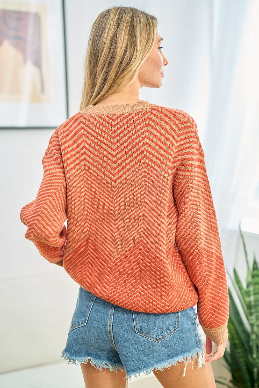 Rust Taupe Stripe Sweater