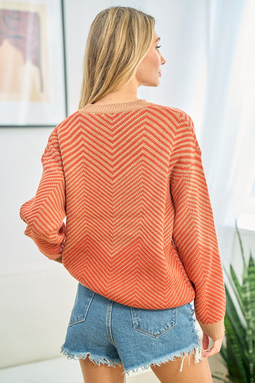 Rust Taupe Stripe Sweater