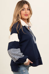 Navy Colorblock Striped Maternity Long Sleeve Top