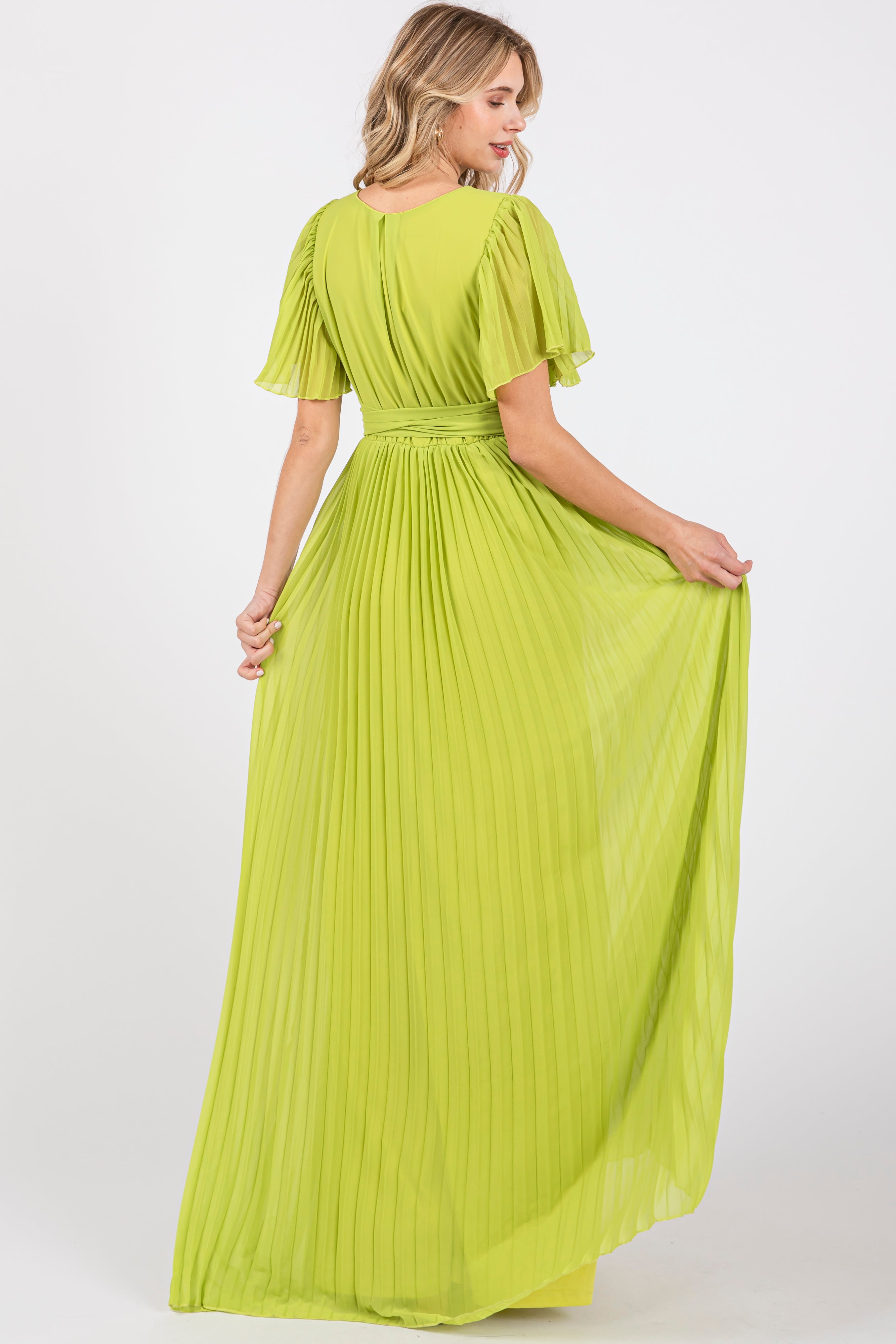 lime chiffon dress Women's Lime Chiffon Scarf Detail Bandeau Ruched Maxi Dress