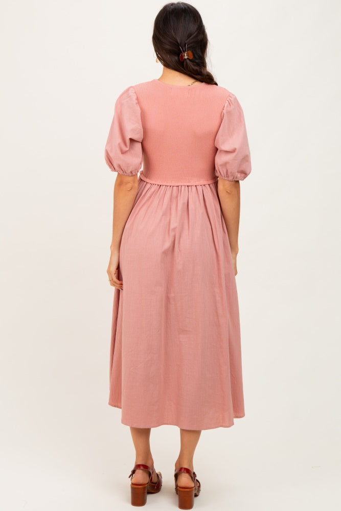 peach ribbed dress Peach Halter Tied Criss-Cross Ribbed Midi Dress