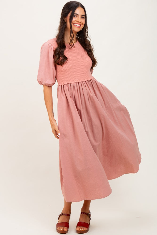 ribbed puff sleeve dress Ribbed Puff Sleeve Mini Dress