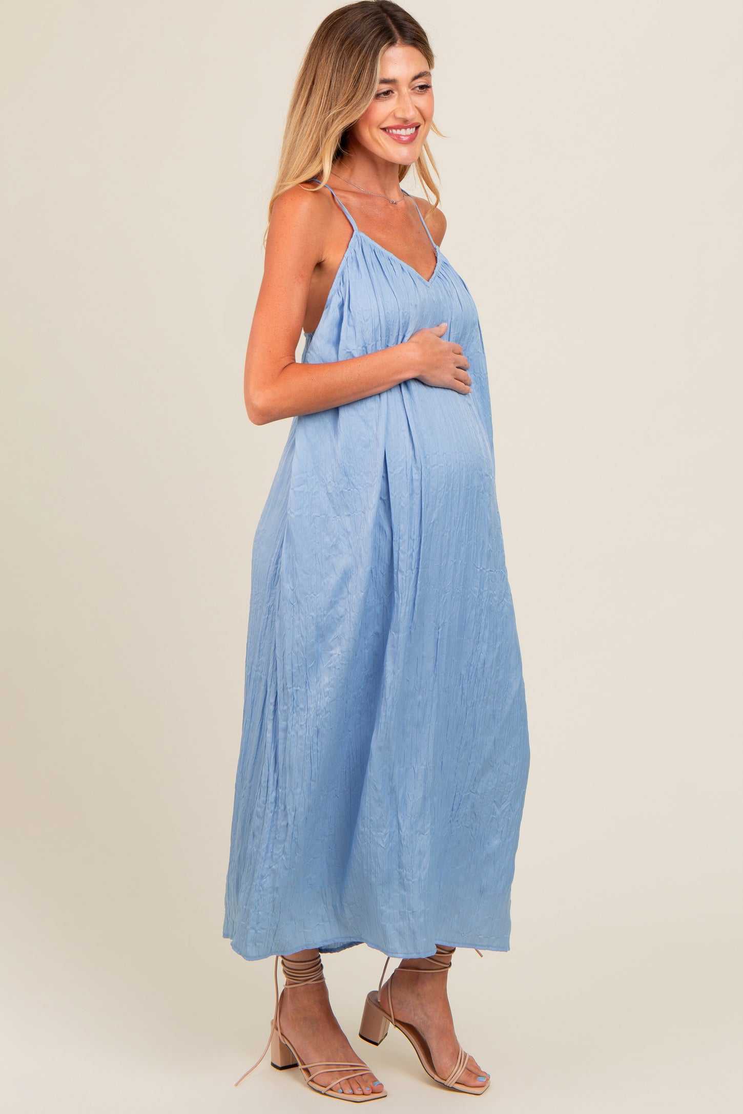 blue crinkle dress The Crinkle Slip Dress, Bright Blue 6