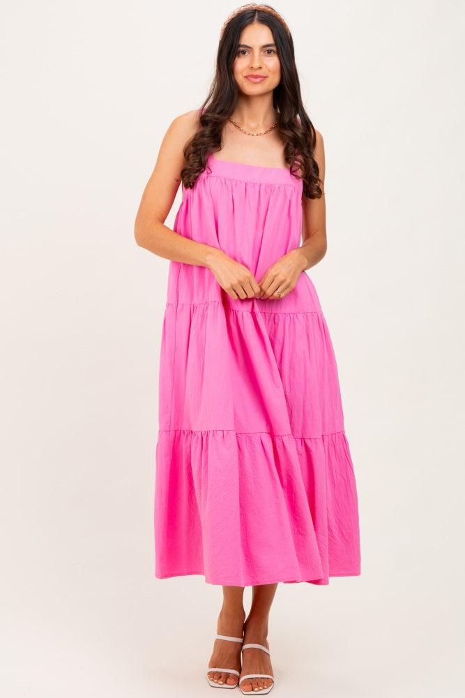 Pink Tiered Midi Dress