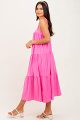 Pink Tiered Midi Dress