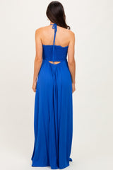 Royal Blue Smocked Halter Maxi Dress