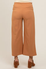 Camel Cropped Wide Leg Maternity Trousers
