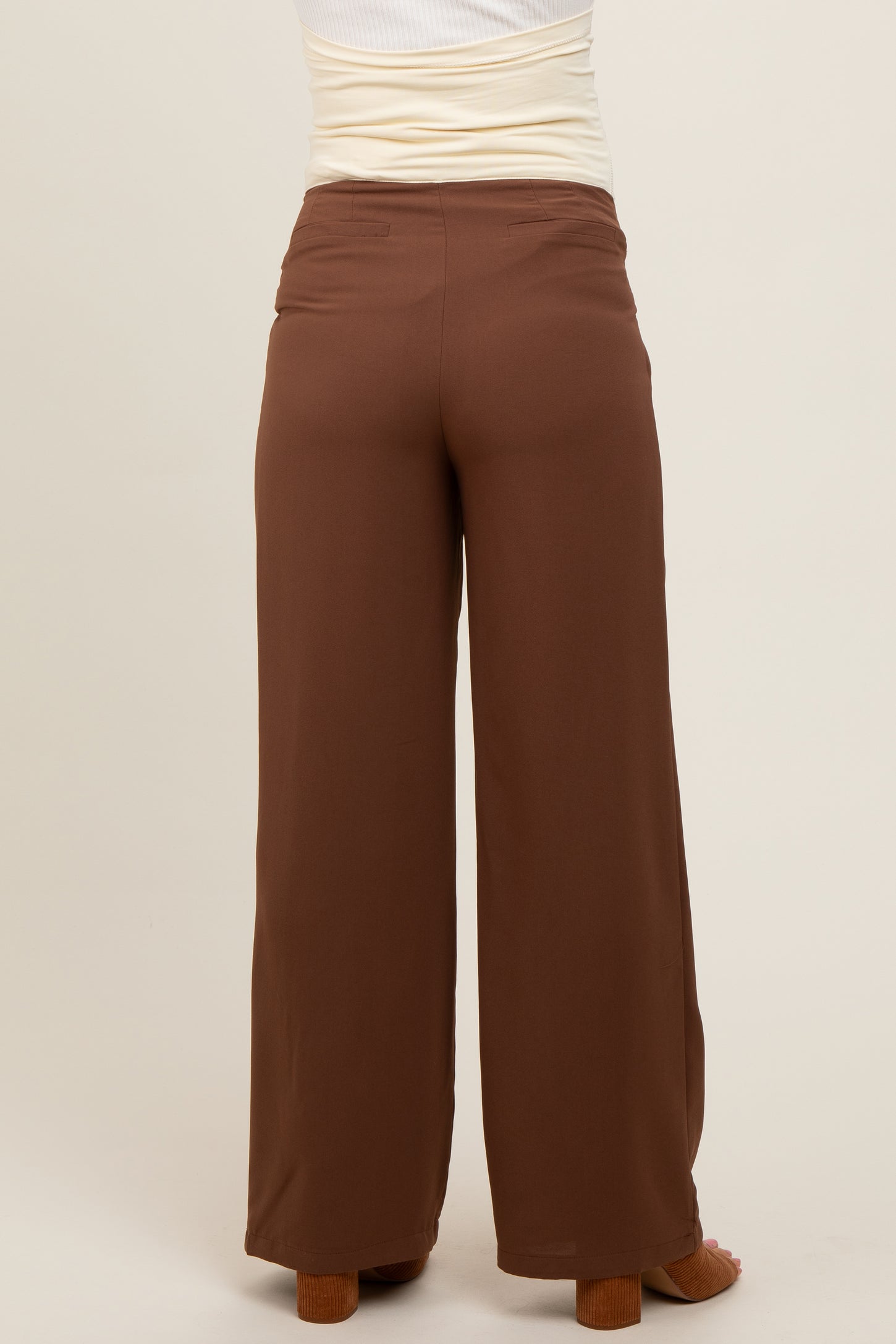 Brown Relaxed Fit Maternity Trousers PinkBlush Brown Relaxed Fit Maternity Trousers PinkBlush