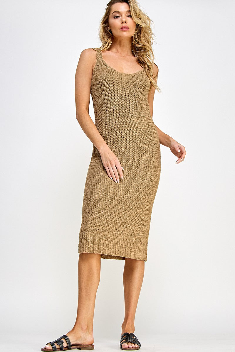 knitted dress camel Corn Maze Sweater Dress In Camel