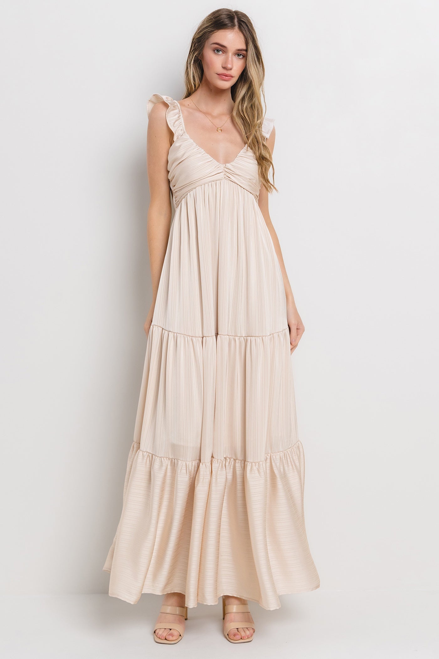 cream satin maternity dress Gold Luxury Maternity Wrap Gown, Gender Reveal, Pregnant Guest, Baby Shower Chic Bump Club