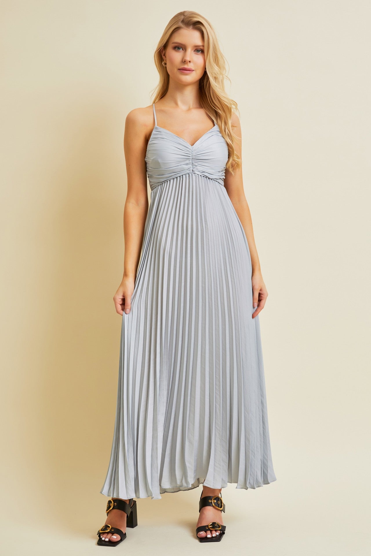Silver Pleated Back Cutout Tie Maternity Maxi Dress PinkBlush Silver Pleated Back Cutout Tie Maternity Maxi Dress PinkBlush