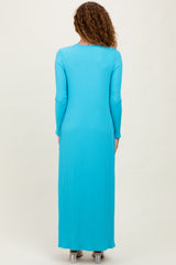 Aqua Ribbed Sleeveless Dress Cardigan Set