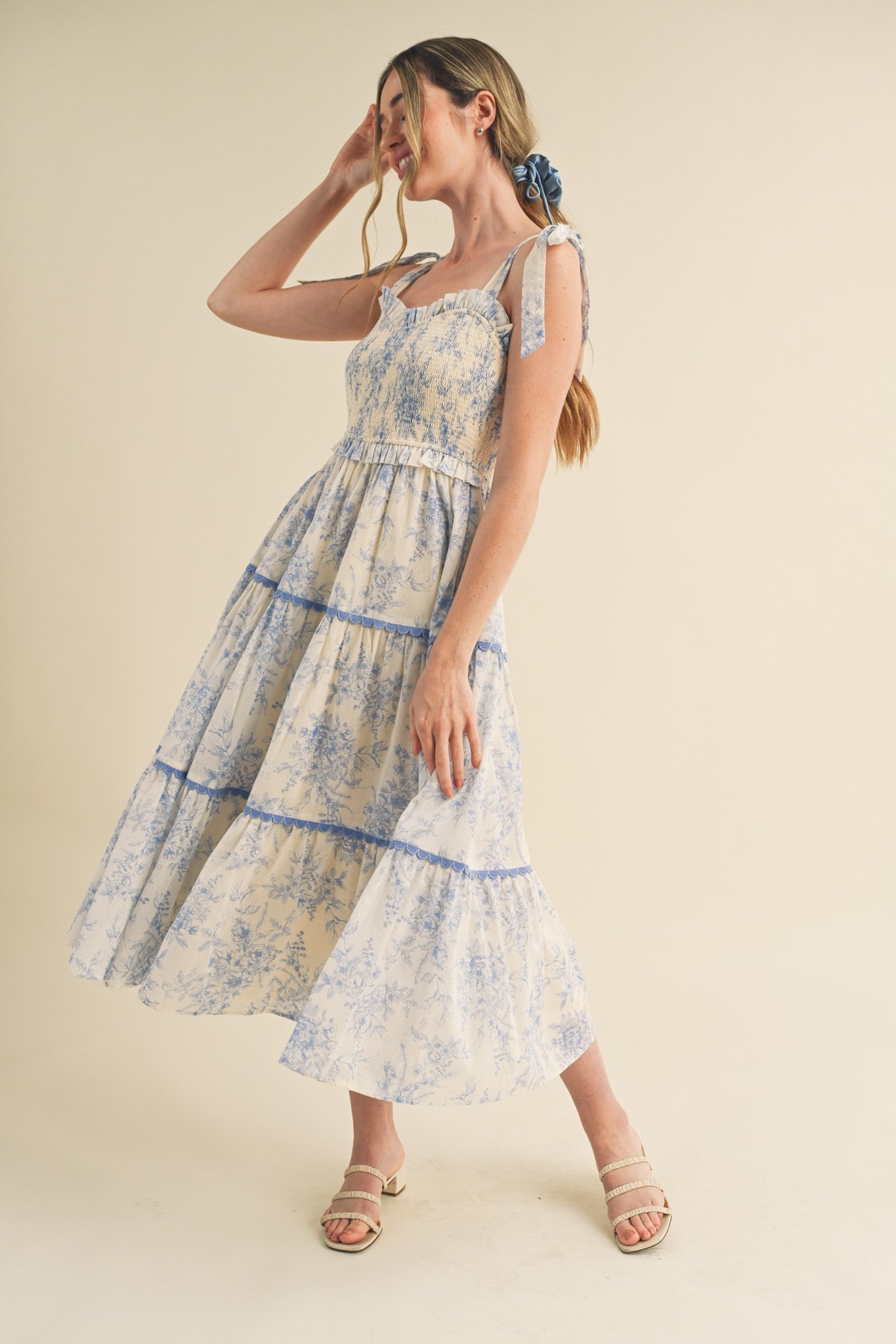 Light Blue Floral Sleeveless Ruffle Tiered Maternity Midi Dress PinkBlush Light Blue Floral Sleeveless Ruffle Tiered Maternity Midi Dress PinkBlush