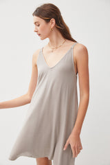 Taupe Ribbed Sleeveless Front Seam Maternity Dress