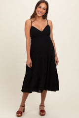Black Sleeveless Maternity Maxi Dress