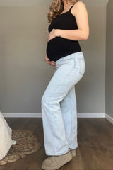 Black Ribbed Sleeveless Maternity Tank Top