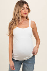 Ivory Ribbed Sleeveless Maternity Tank Top
