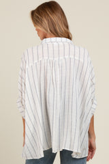 Ivory Striped Collared Oversized Maternity Top