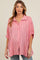 Pink Striped Collared Oversized Maternity Top