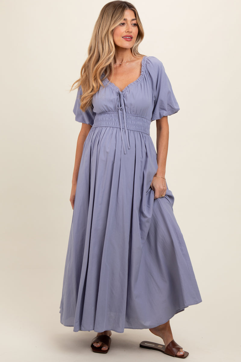 PINK ORANGE STAR | ZIPLESS MATERNITY MAXI-PUFF SLEEVES | FULL LENGTH MAXI