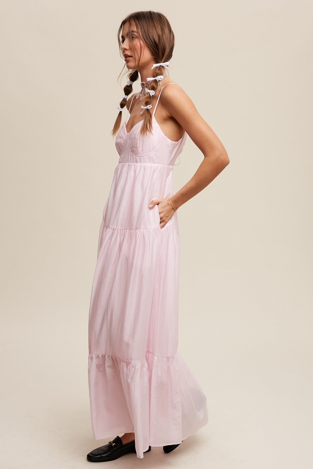Light Pink Sleeveless Tiered Maxi Dress PinkBlush Light Pink Sleeveless Tiered Maxi Dress PinkBlush