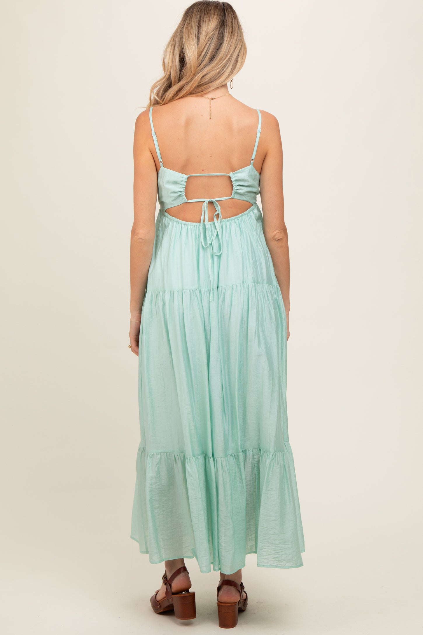 Mint Green Sleeveless Tiered Maternity Maxi Dress Mint Green Sleeveless Tiered Maternity Maxi Dress
