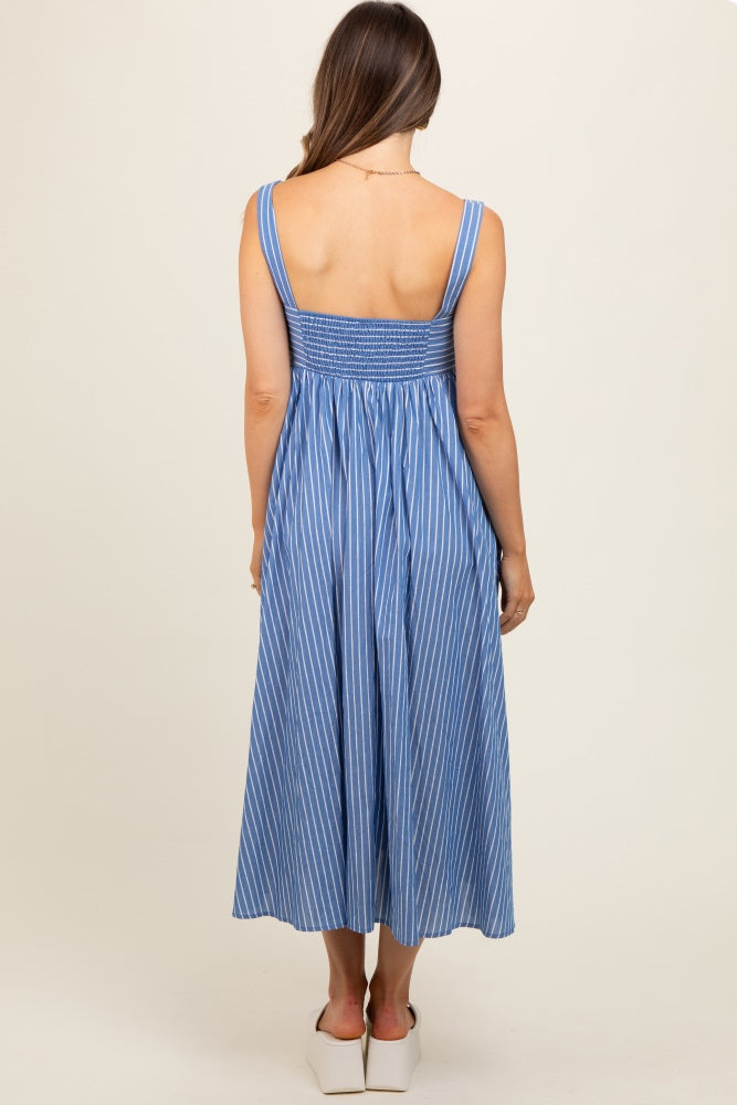 Blue Striped Front Tie Maternity Maxi Dress PinkBlush Blue Striped Front Tie Maternity Maxi Dress PinkBlush