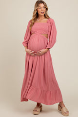 Pink Cutout Maternity Maxi Dress