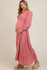 Pink Cutout Maternity Maxi Dress