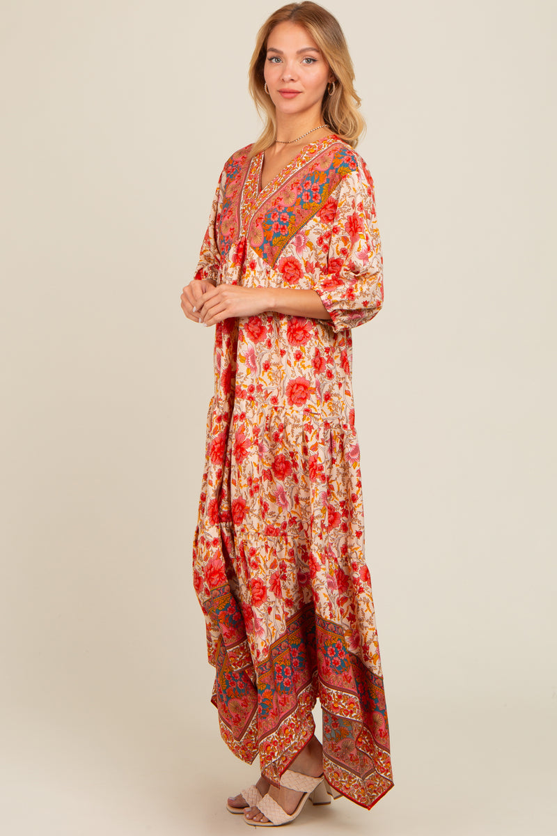 Floral Border Print Layered Dress main image 1