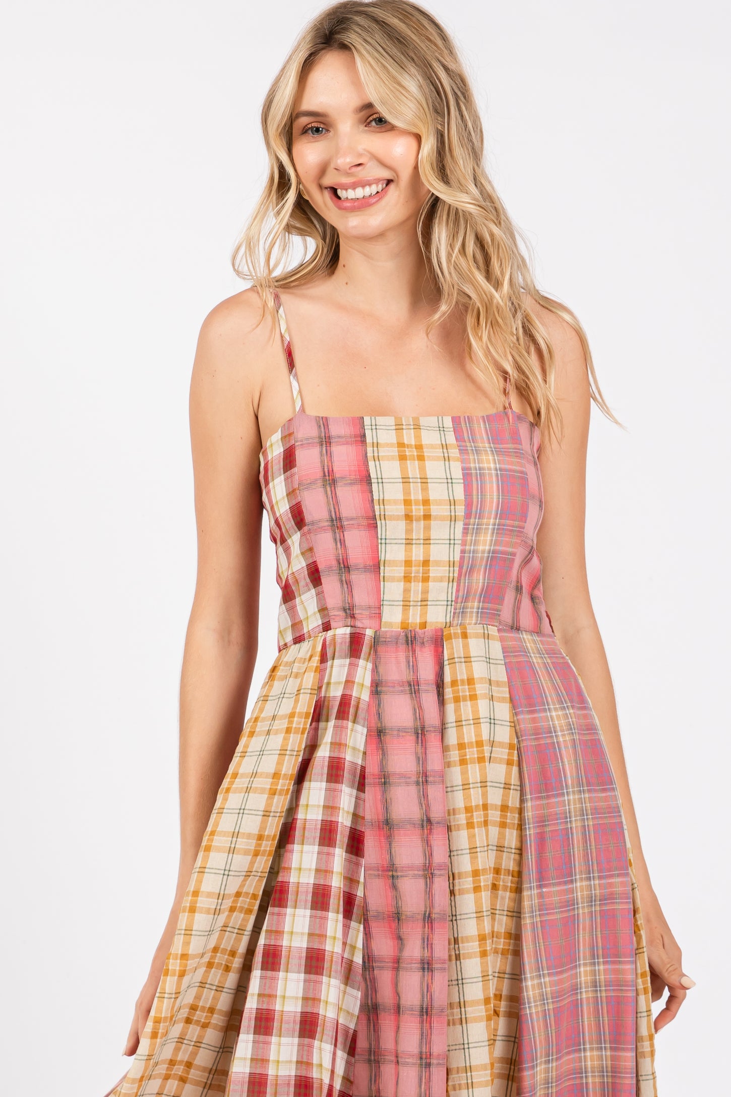 pink plaid maxi dress SUMMER AWAY Kansas Dress Pink Plaid