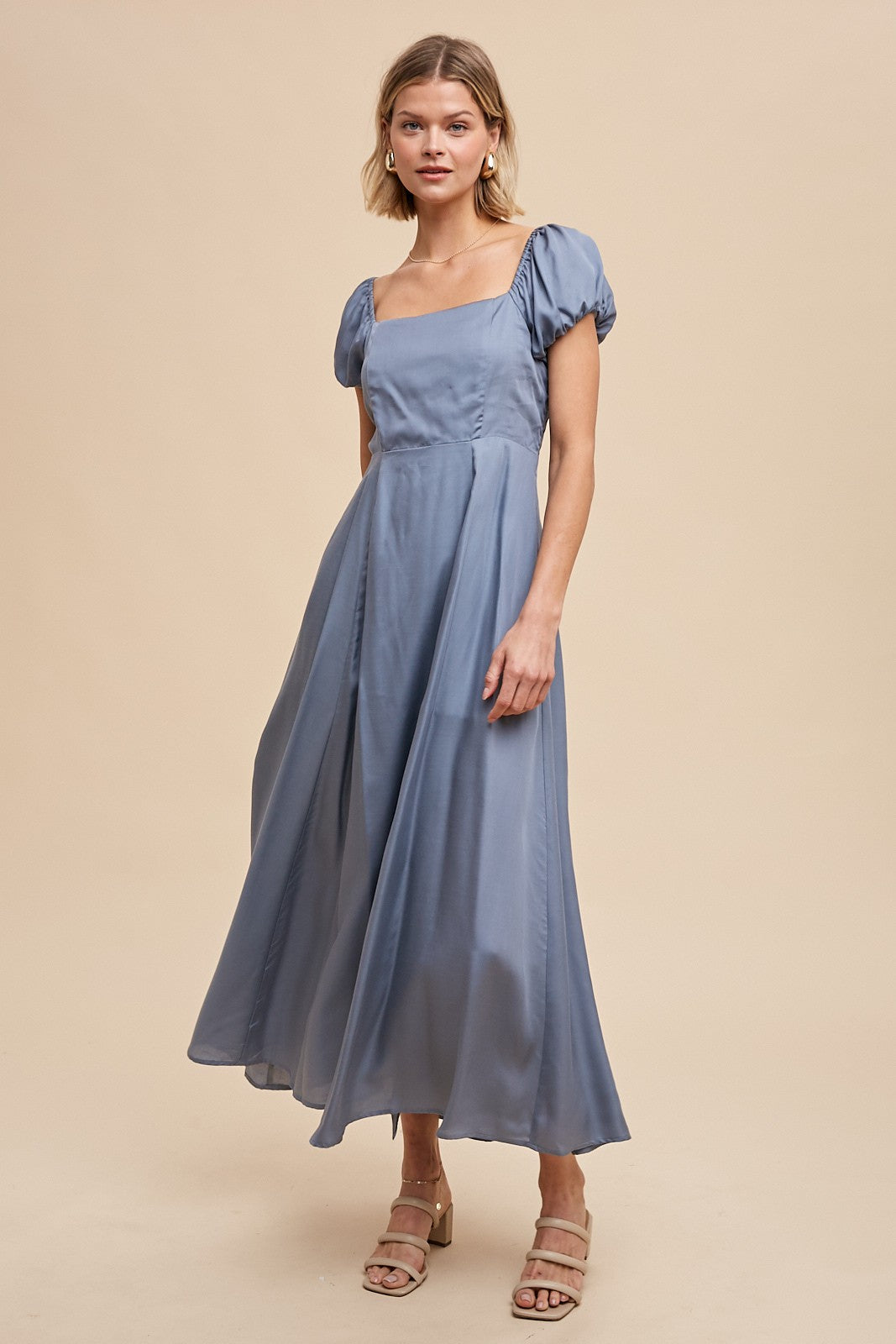 Elemental Blue Linen Blend Maxi Dress With Corset Back PinkBlush Elemental Blue Linen Blend Maxi Dress With Corset Back PinkBlush