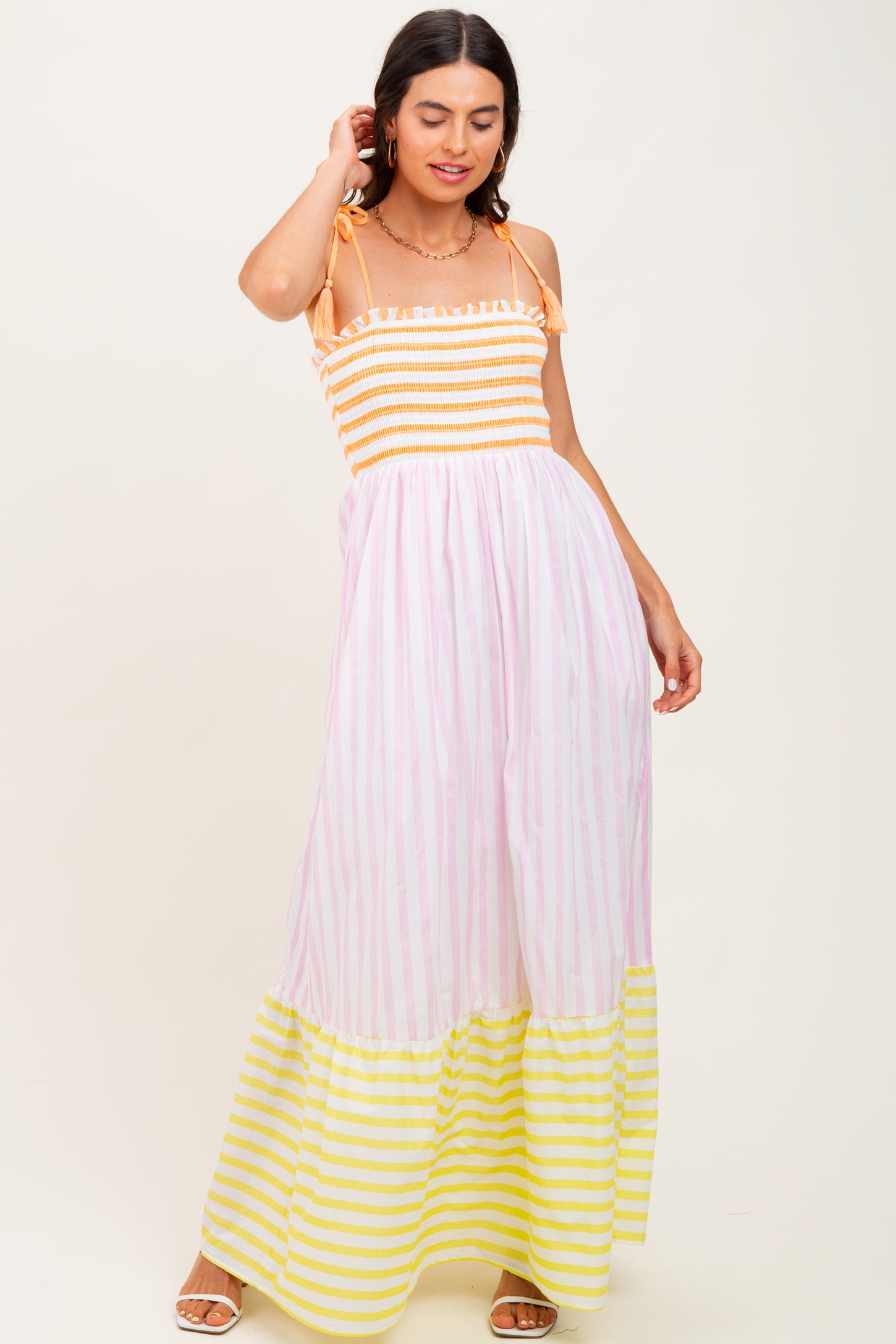 chinese dress ladies Cute As Can Be Color Block Maxi Dress M / Pink