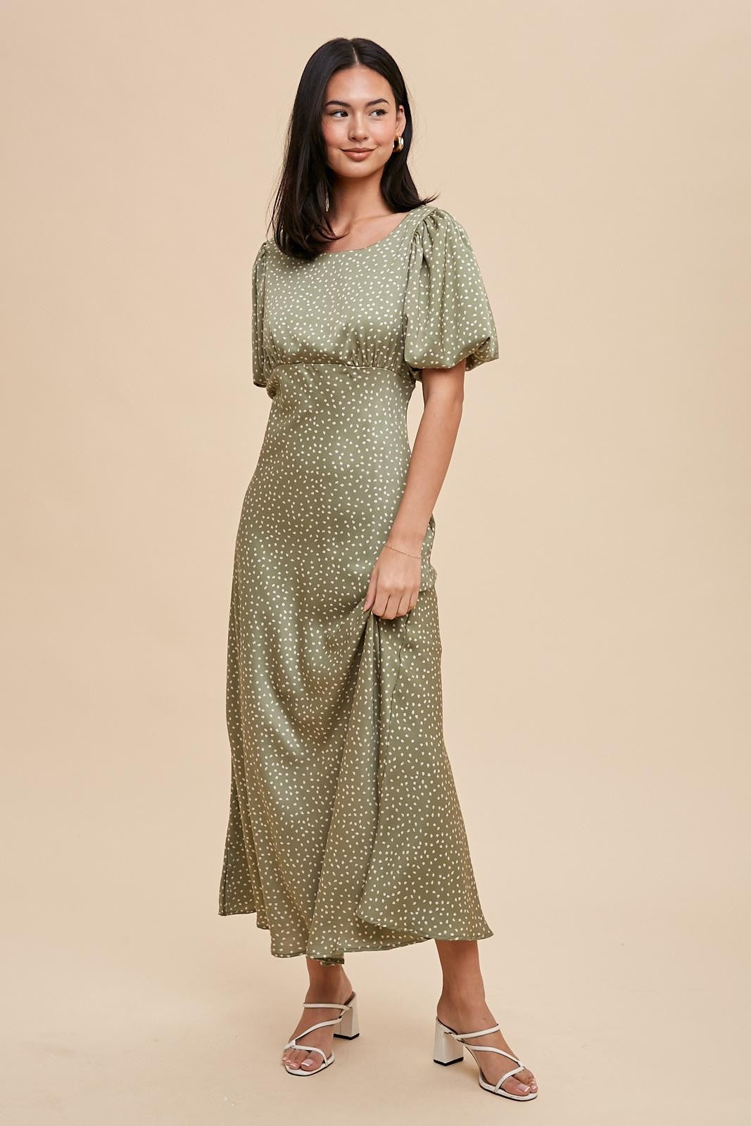 Eucalyptus Puff Sleeve Dress – PinkBlush