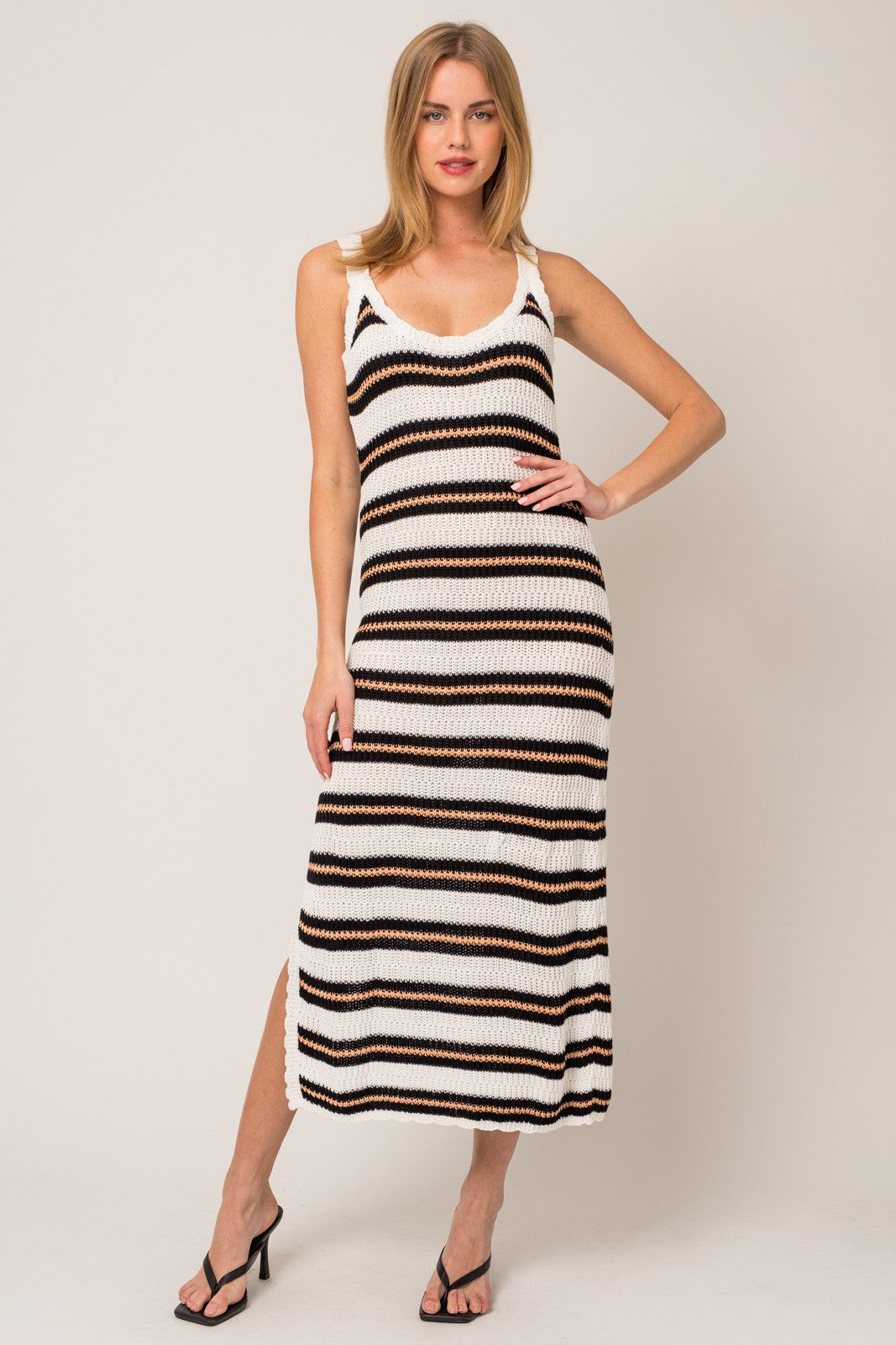 Ivory Stripe Crochet Maxi Dress – PinkBlush