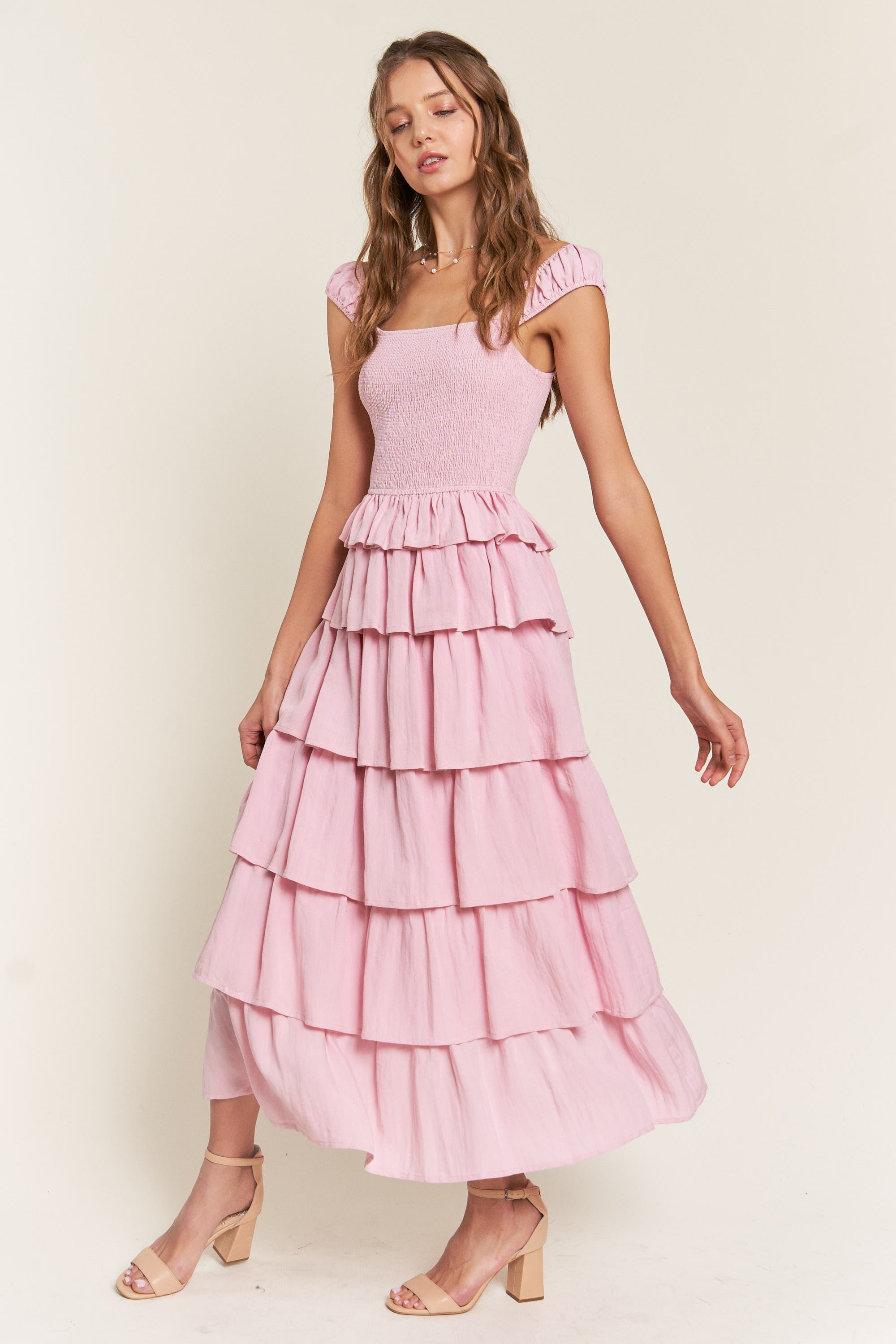 fitted lace wedding dress THAT PINK RUFFLE MAXI  True Boutique