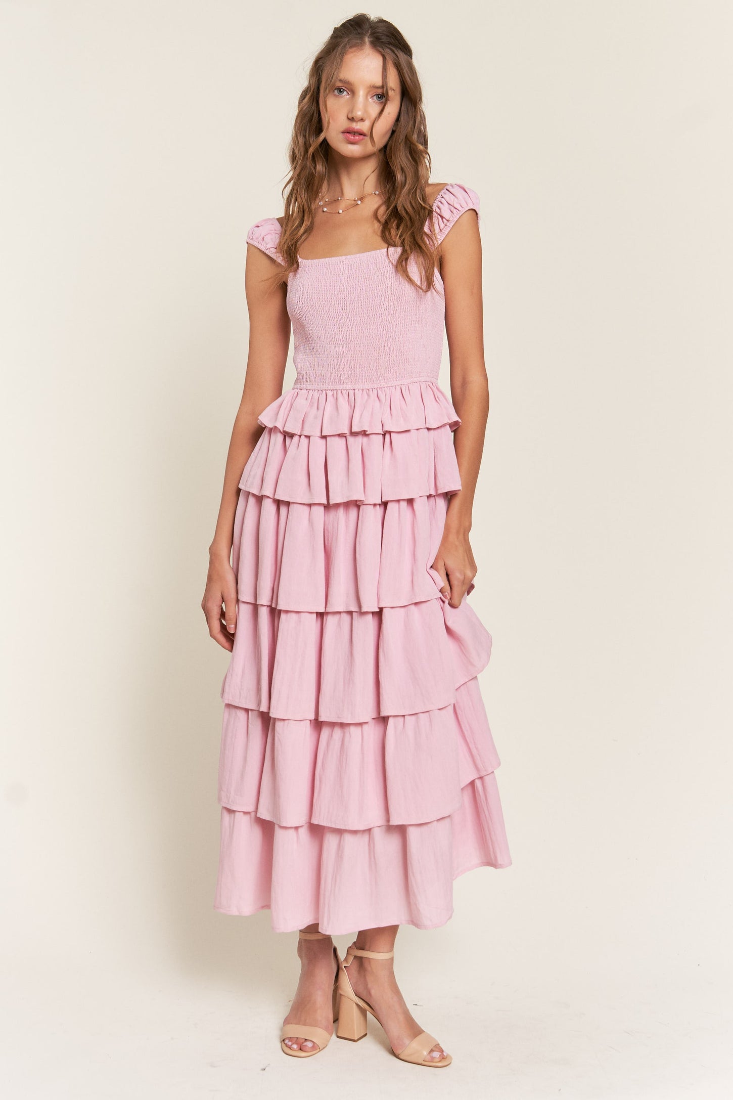 Pink Tiered Ruffle Maxi Dress Pink Tiered Ruffle Maxi Dress
