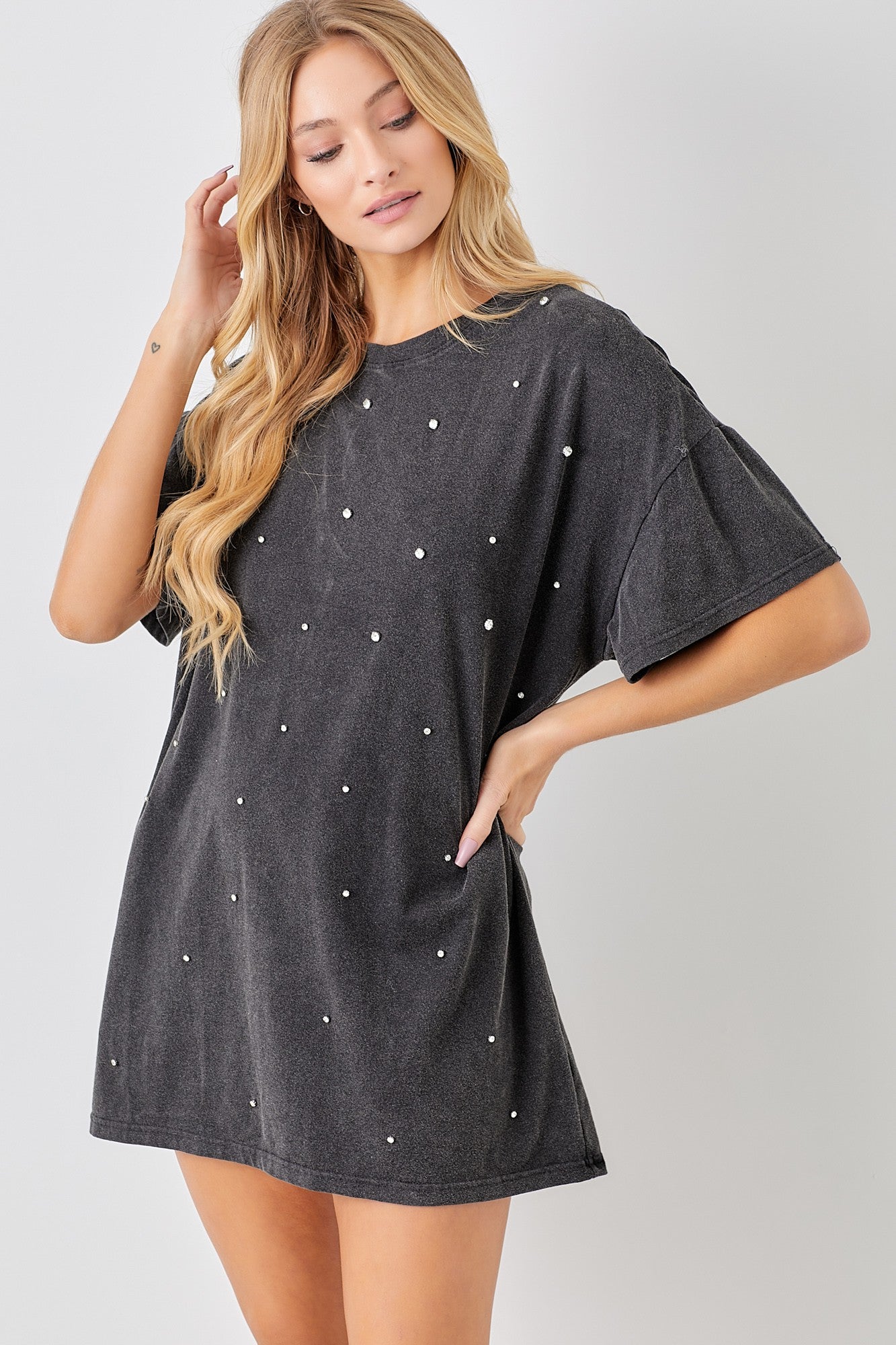 dark grey t shirt dress River Black Acid Wash T-Shirt Dress XL
