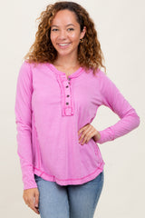 Pink Long Sleeve Exposed Seam Top