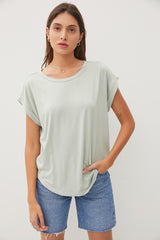 Light Olive Rolled Cuff Sleeve Maternity Top