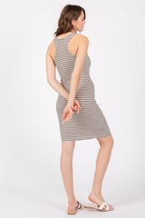 Taupe Striped Rib Knit Dress