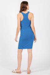 Blue Striped Rib Knit Dress