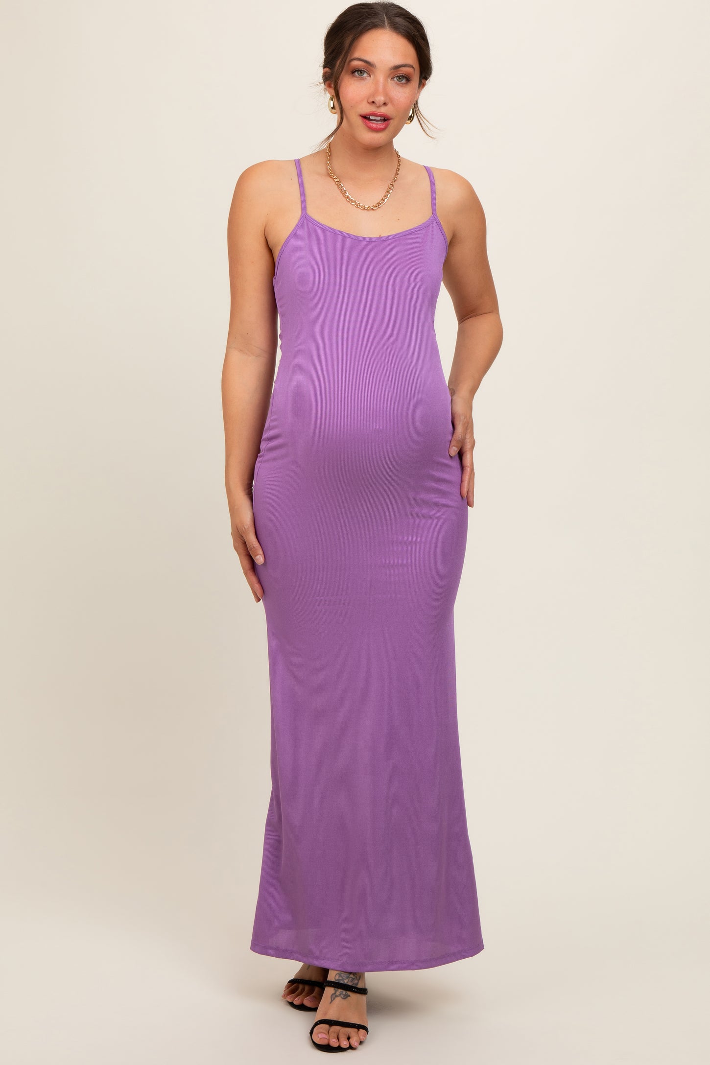 purple maternity maxi dress Momyknows Solid Multi-Way Wrap Convertible Backless Tie Back Wedding High Elasticity Maternity Photoshoot Maxi Dress, Light Purple / S